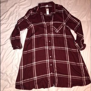 Burgundy Plaid Dress